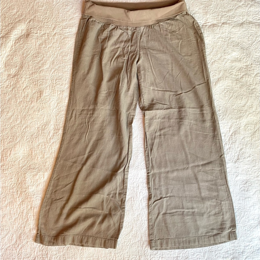 Casual Beige Wide-Leg Pants